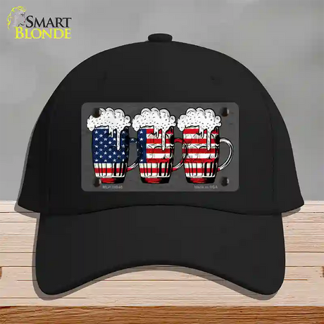 Three Beers America Novelty License Plate Hat Cotton / Black