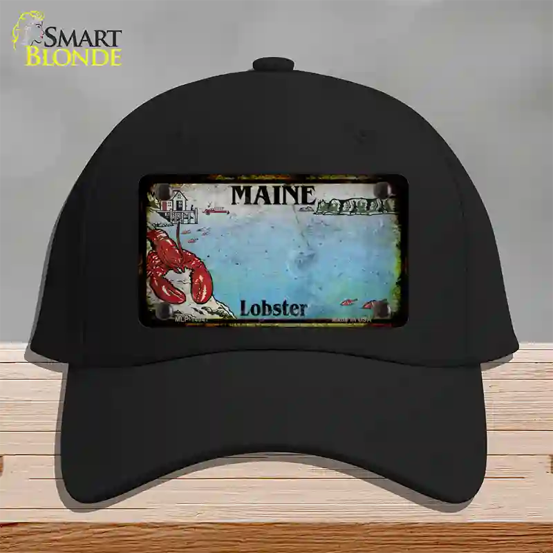 Maine Lobster Blank Rusty Novelty License Plate Hat Cotton / Black