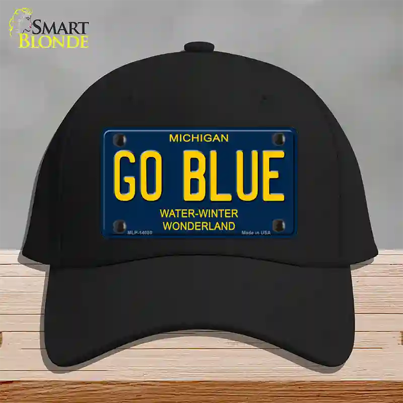 Go Blue Michigan Blue Novelty License Plate Hat Cotton / Black