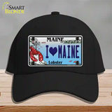 I Heart Maine Lobster Novelty License Plate Hat Cotton / Black