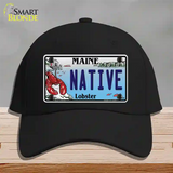 Native Maine Lobster Novelty License Plate Hat Cotton / Black