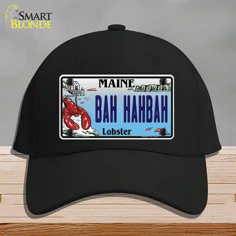 Bah Hahbah Maine Lobster Novelty License Plate Hat Cotton / Black