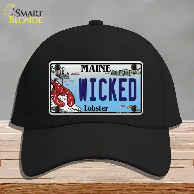 Wicked Maine Lobster Novelty License Plate Hat Cotton / Black