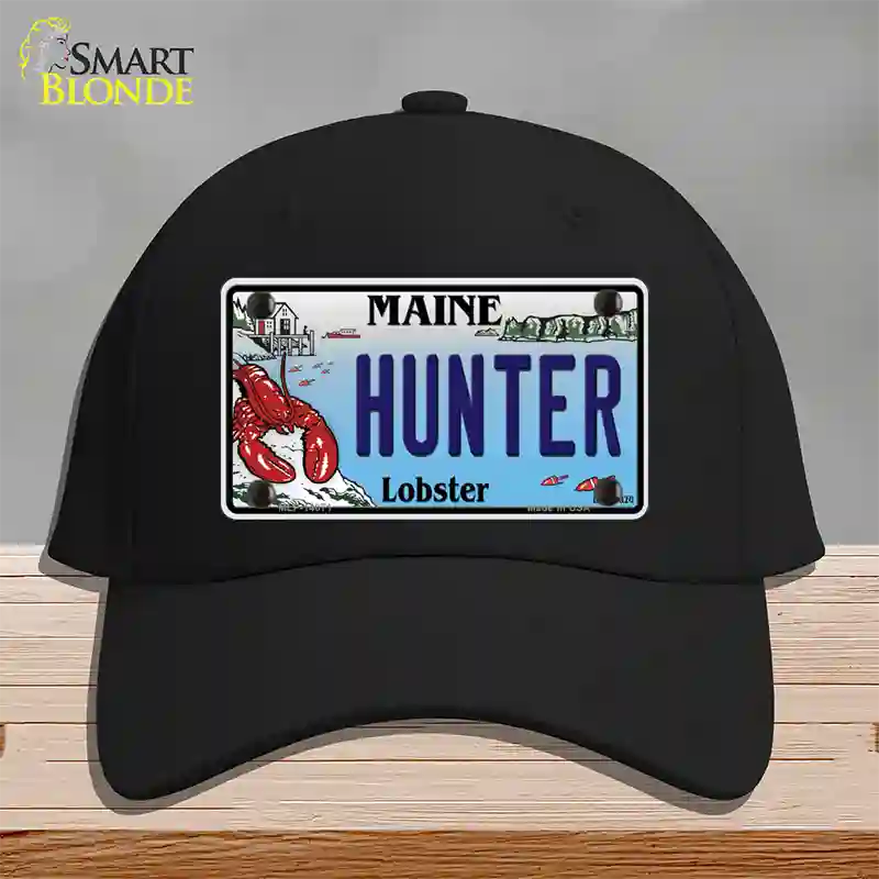 Hunter Maine Lobster Novelty License Plate Hat Cotton / Black