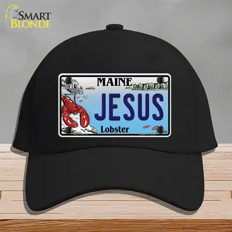 Jesus Maine Lobster Novelty License Plate Hat Cotton / Black