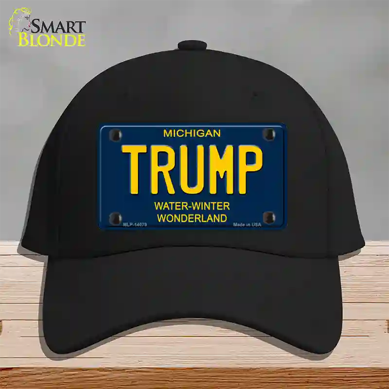 Trump Michigan Blue Novelty License Plate Hat Cotton / Black