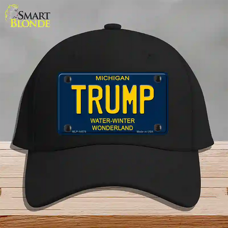 Trump Michigan Blue Novelty License Plate Hat Cotton / Black