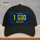 1 God Michigan Blue Novelty License Plate Hat Cotton / Black