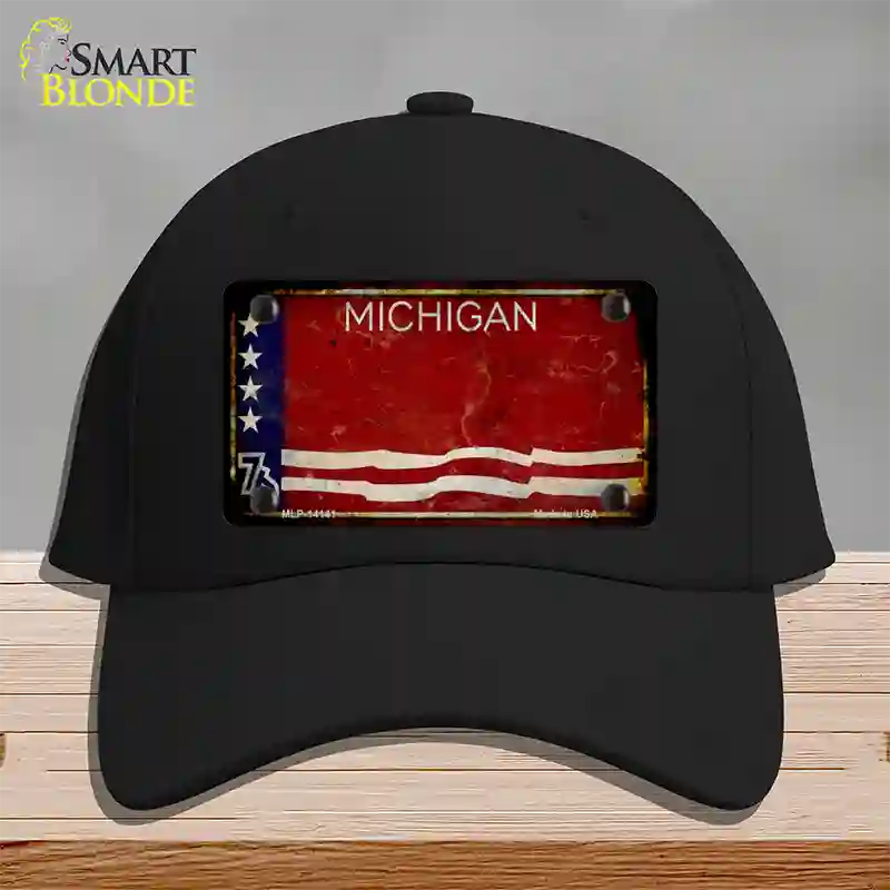 Rusty Michigan Bicentennial 76 Novelty License Plate Hat Cotton / Black