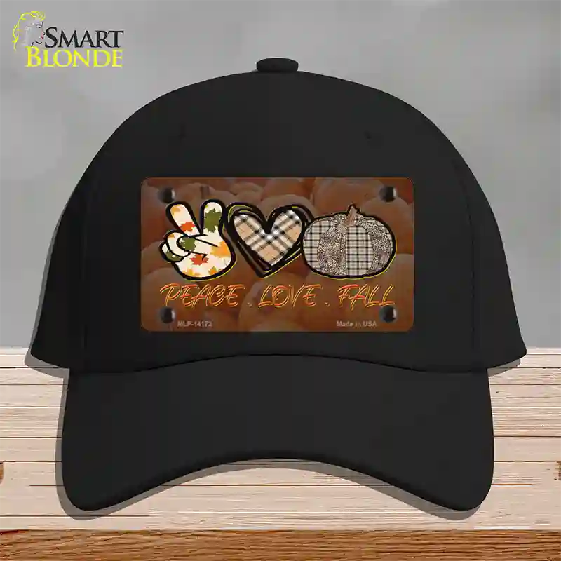 Peace Love Fall Novelty License Plate Hat Cotton / Black