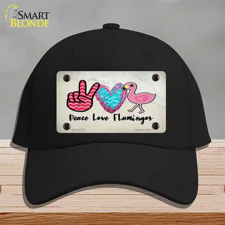 Peace Love Flamingos Novelty License Plate Hat Cotton / Black