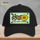 Peace Love Summer Sunflower Novelty License Plate Hat Cotton / Black