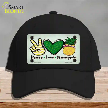 Peace Love Pineapple Novelty License Plate Hat Cotton / Black