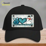 Peace Love Snowman Novelty License Plate Hat Cotton / Black