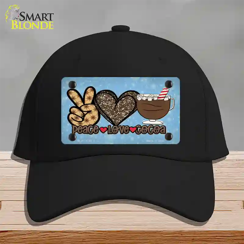 Peace Love Cocoa Novelty License Plate Hat Cotton / Black