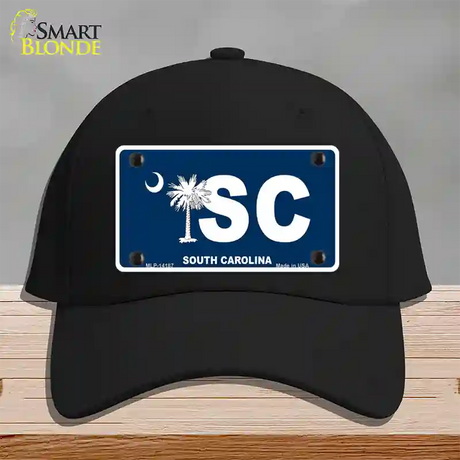 SC South Carolina Flag Novelty License Plate Hat Cotton / Black