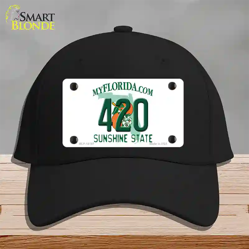 420 Florida Novelty License Plate Hat Cotton / Black