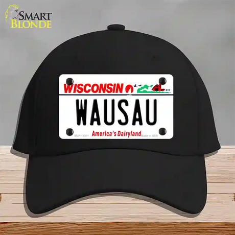 Wausau Wisconsin Novelty License Plate Hat Cotton / Black