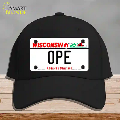 Ope Wisconsin Novelty License Plate Hat Cotton / Black