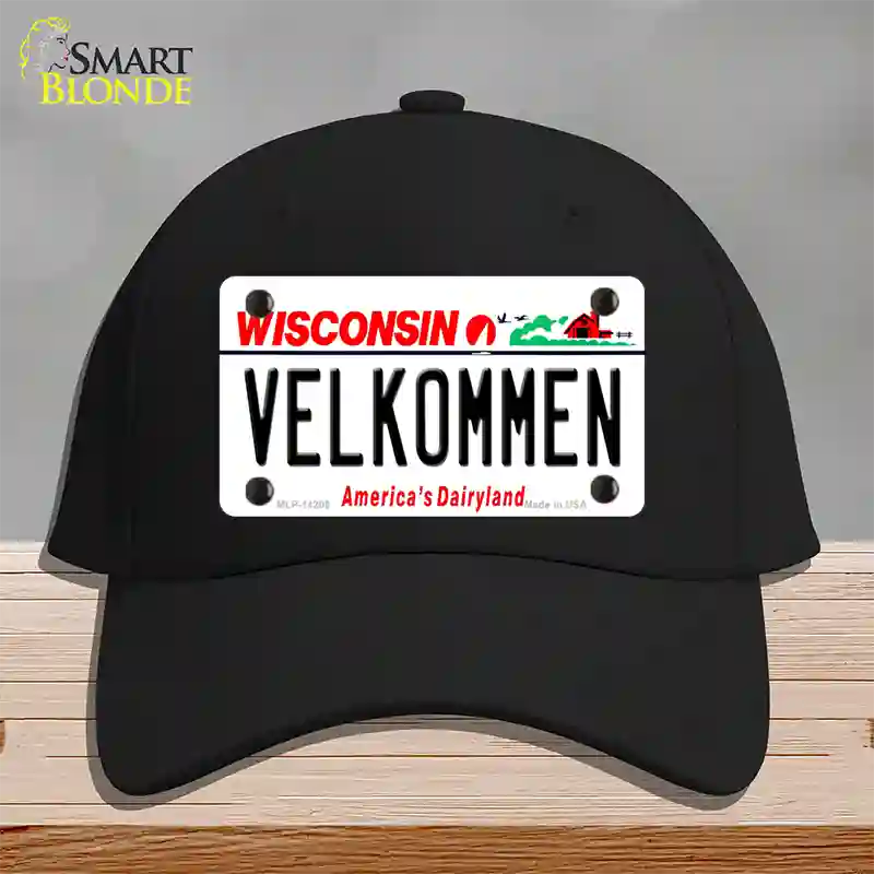 Velkommen Wisconsin Novelty License Plate Hat Cotton / Black