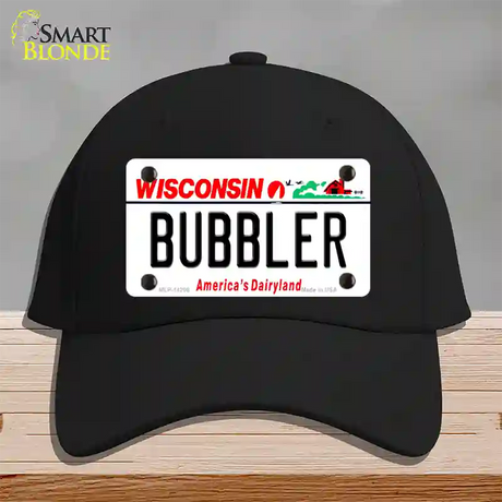 Bubbler Wisconsin Novelty License Plate Hat Cotton / Black