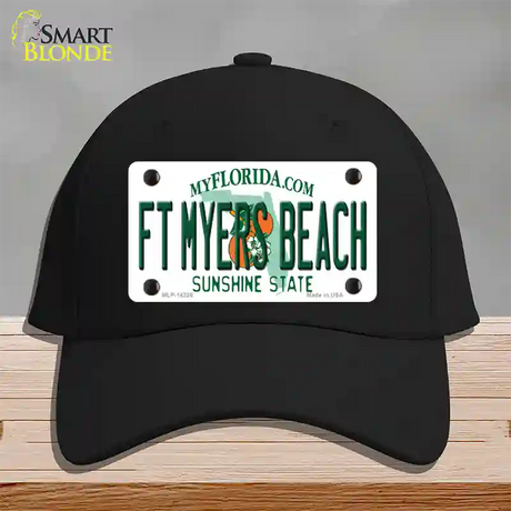 Florida FT Myers Beach Novelty License Plate Hat Cotton / Black