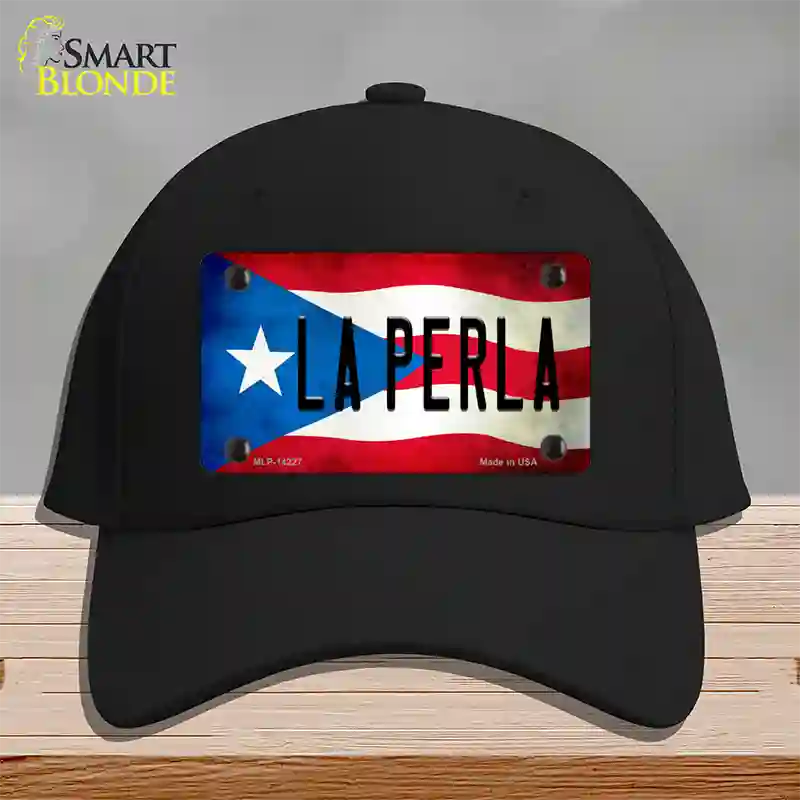 La Perla Puerto Rico Flag Novelty License Plate Hat Cotton / Black