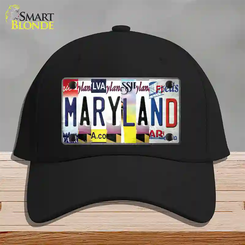 Maryland Strip Art Novelty License Plate Hat Cotton / Black