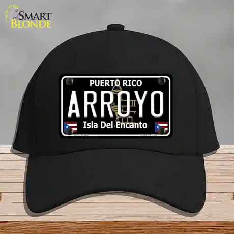 Arroyo Puerto Rico Black Novelty License Plate Hat Cotton / Black