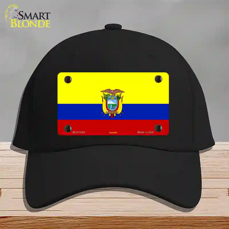 Ecuador Flag Novelty License Plate Hat Cotton / Black