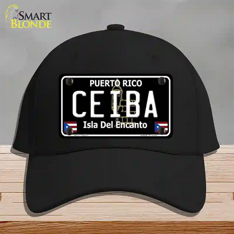 Ceiba Puerto Rico Black Novelty License Plate Hat Cotton / Black