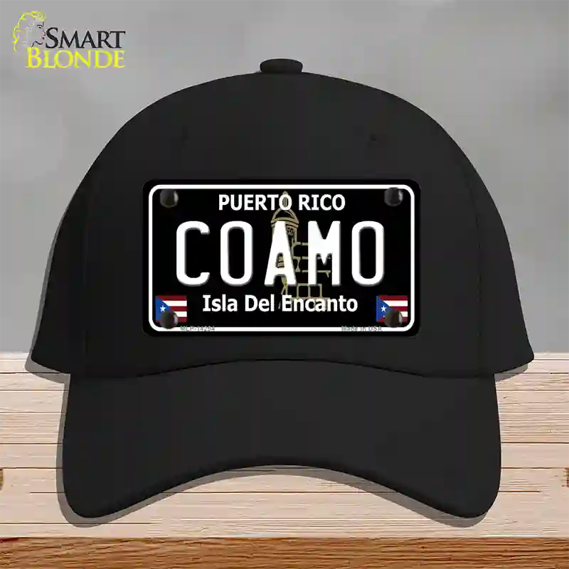 Coamo Puerto Rico Black Novelty License Plate Hat Cotton / Black