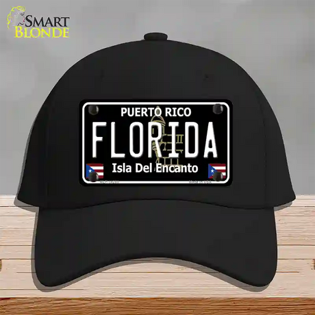 Florida Puerto Rico Black Novelty License Plate Hat Cotton / Black