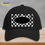 Waving Checkered Flag With Black Center Oval Novelty License Plate Hat Cotton / Black