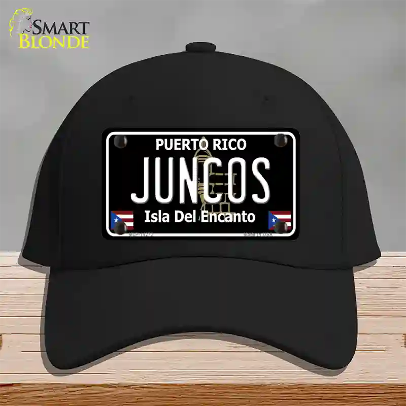 Juncos Puerto Rico Black Novelty License Plate Hat Cotton / Black