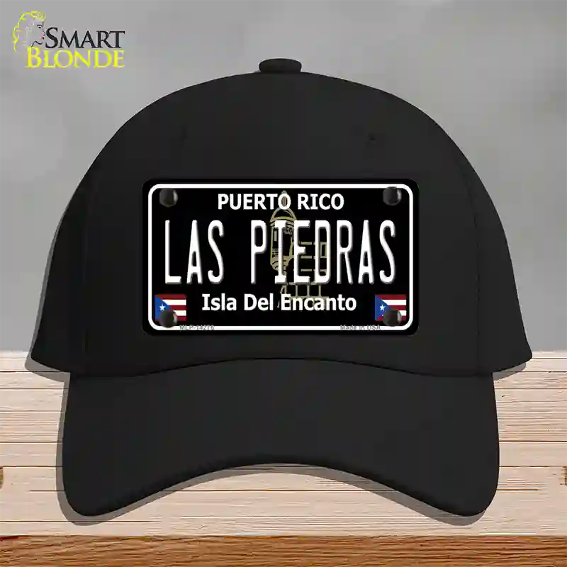 Las Piedras Puerto Rico Black Novelty License Plate Hat Cotton / Black