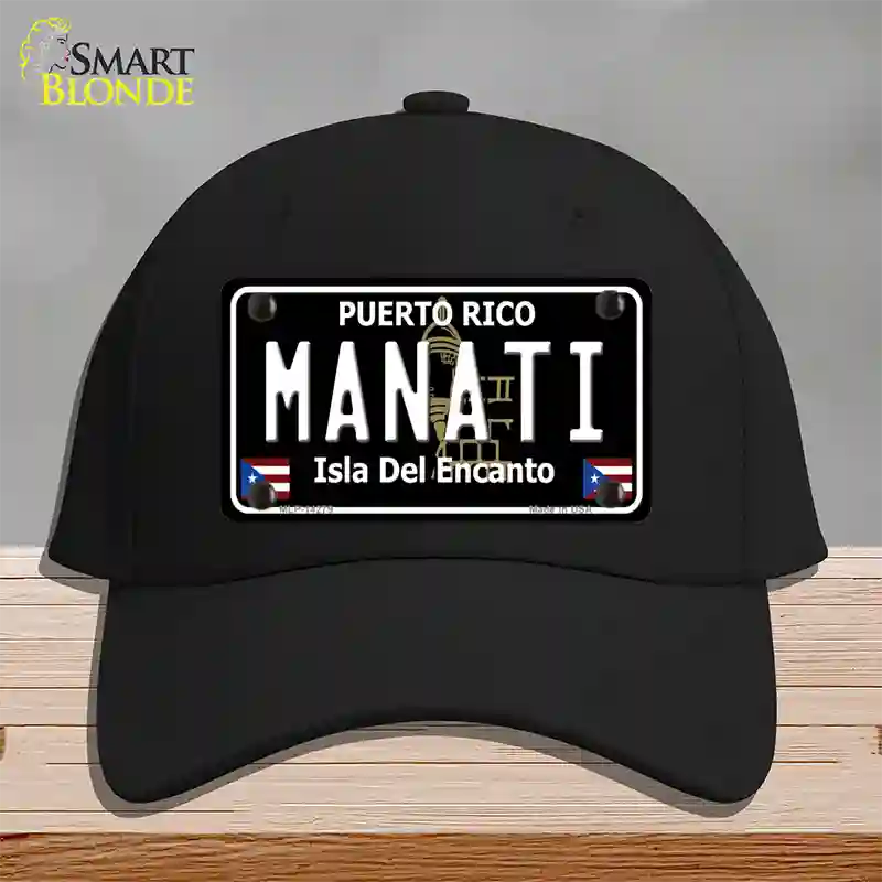 Manati Puerto Rico Black Novelty License Plate Hat Cotton / Black