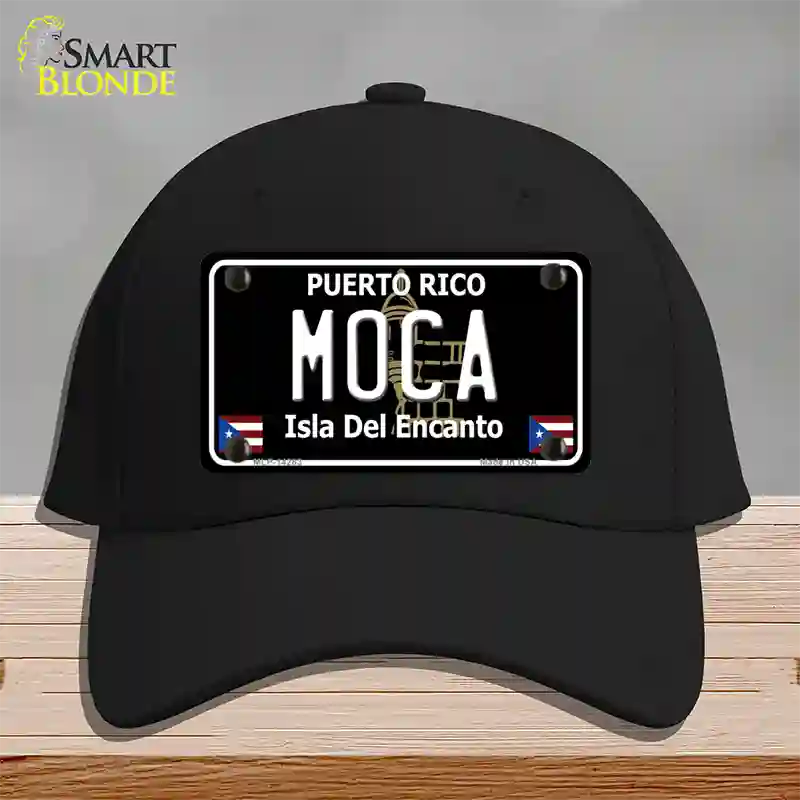 Moca Puerto Rico Black Novelty License Plate Hat Cotton / Black