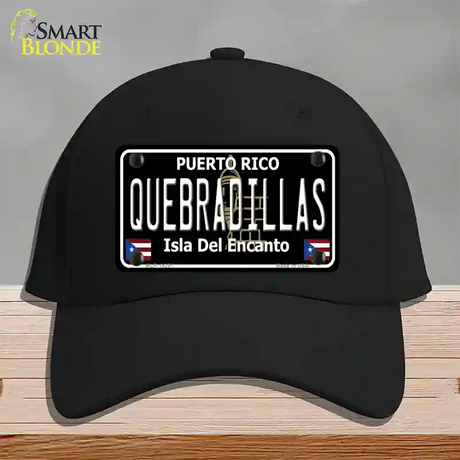 Quebradillas Puerto Rico Black Novelty License Plate Hat Cotton / Black