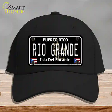 Rio Grande Puerto Rico Black Novelty License Plate Hat Cotton / Black