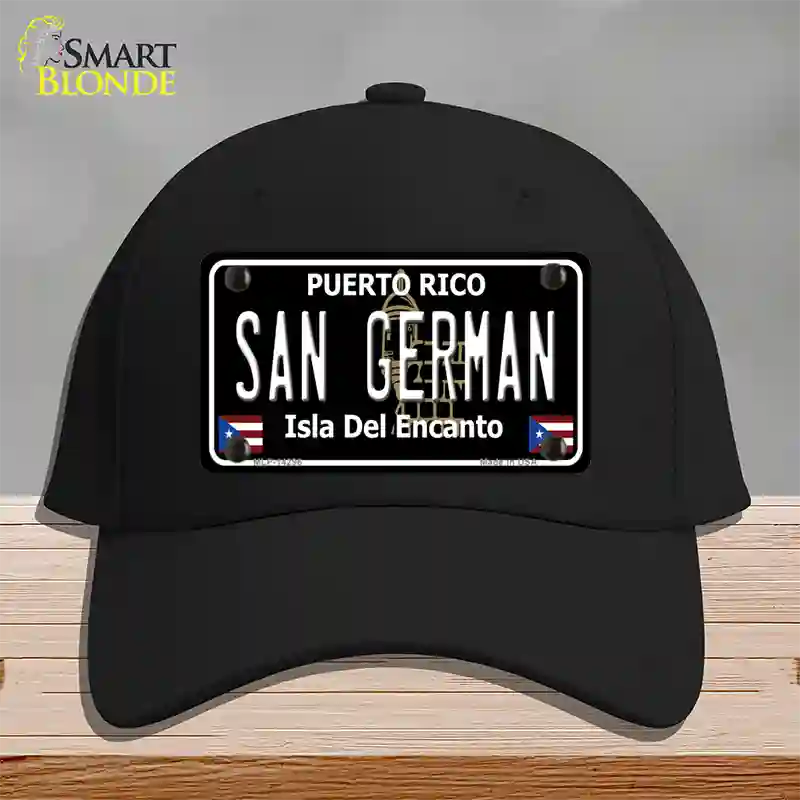 San German Puerto Rico Black Novelty License Plate Hat Cotton / Black