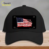 Waving American Flag Black Novelty License Plate Hat Cotton / Black