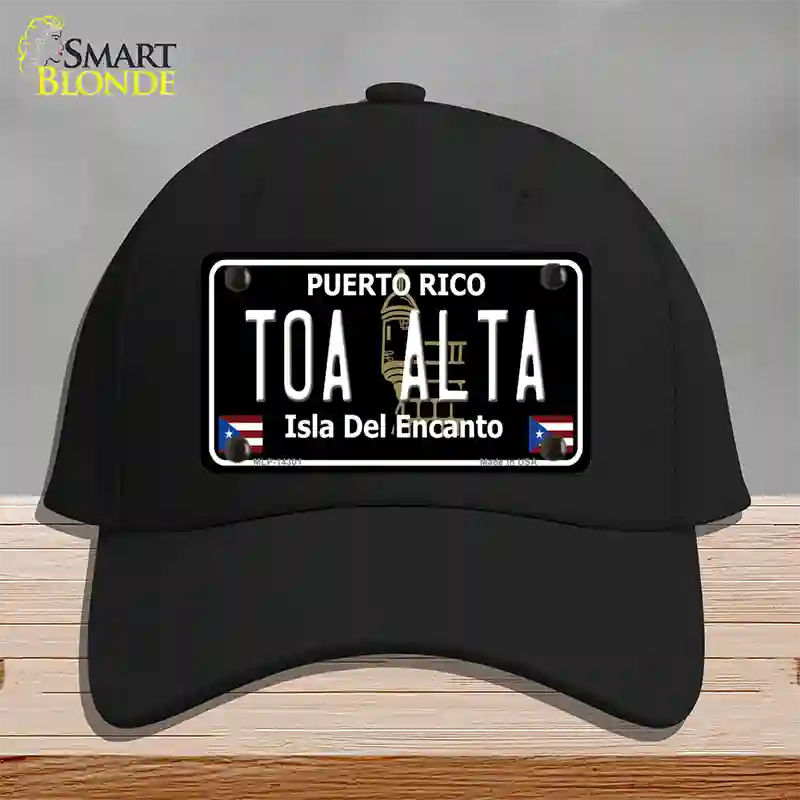 Toa Alta Puerto Rico Black Novelty License Plate Hat Cotton / Black