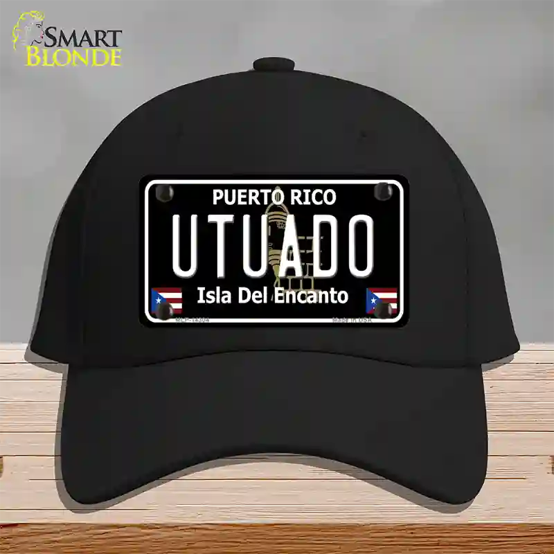 Utuado Puerto Rico Black Novelty License Plate Hat Cotton / Black