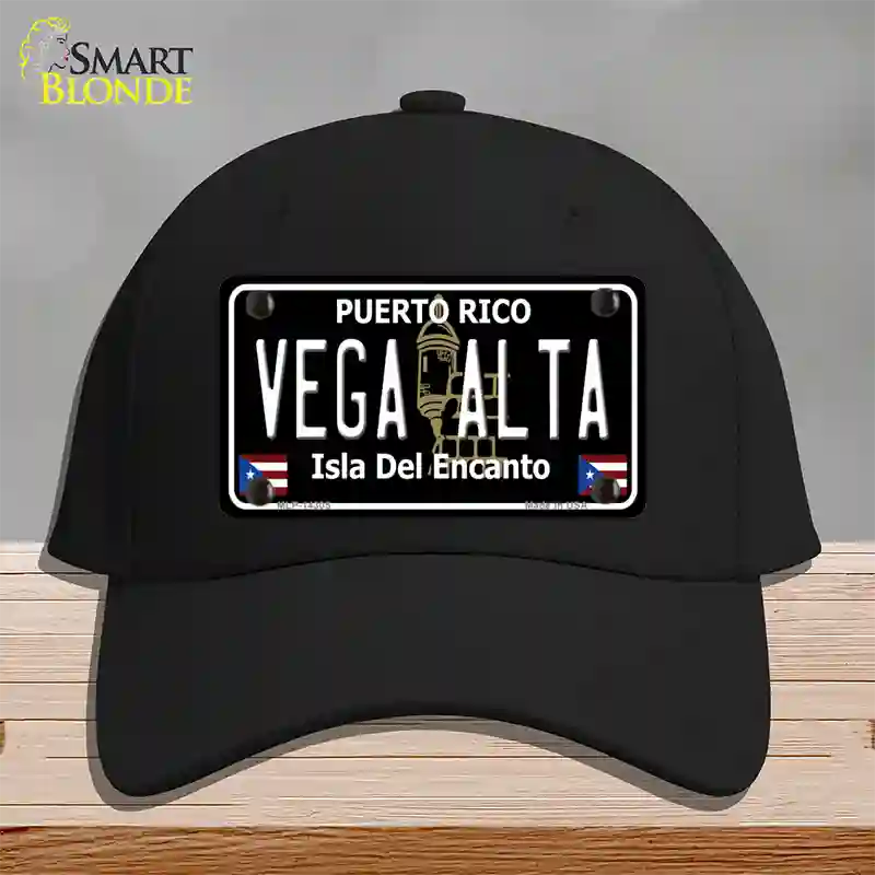 Vega Alta Puerto Rico Black Novelty License Plate Hat Cotton / Black