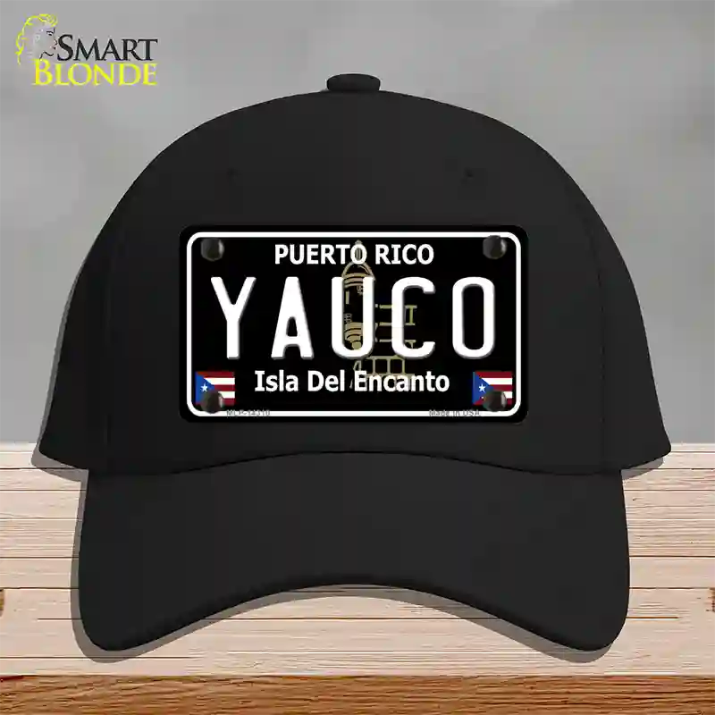 Yauco Puerto Rico Black Novelty License Plate Hat Cotton / Black