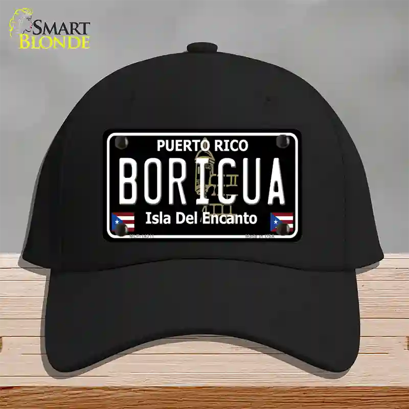 Boricua Puerto Rico Black Novelty License Plate Hat Cotton / Black