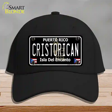 Cristorican Puerto Rico Black Novelty License Plate Hat Cotton / Black