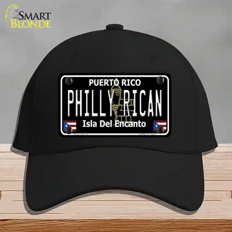 Philly Rican Puerto Rico Black Novelty License Plate Hat Cotton / Black