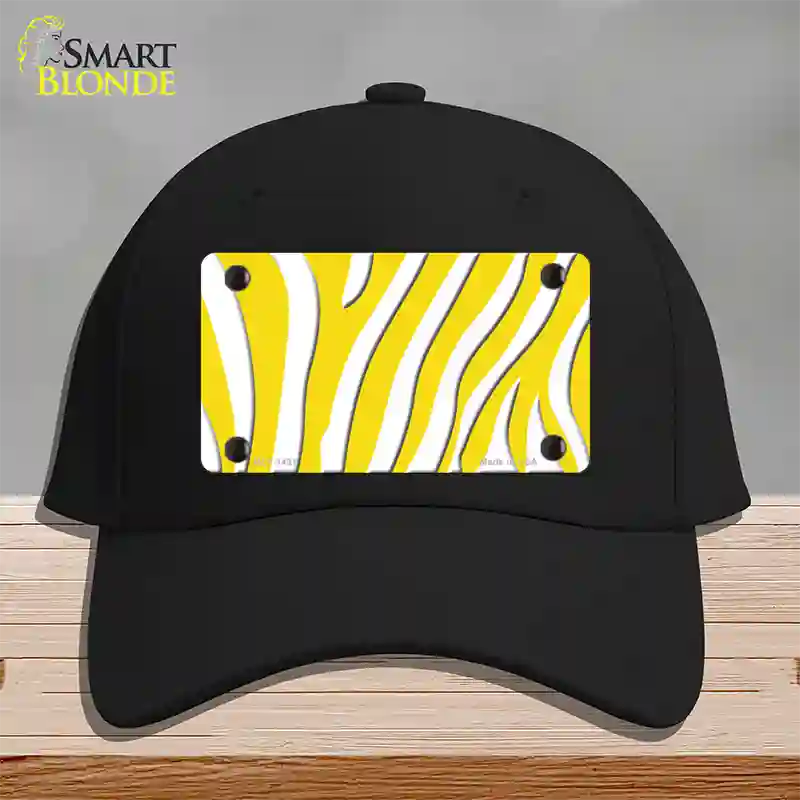 Yellow White Zebra Novelty License Plate Hat Cotton / Black